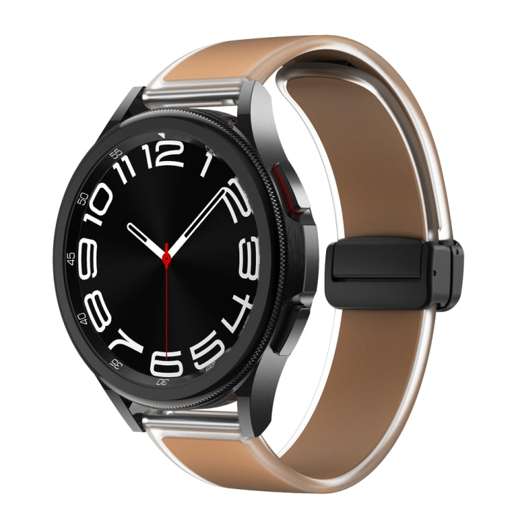 For Samsung Galaxy Watch6 / 5 / 4 Translucent Magnetic Black Buckle Silicone Watch Band(Dark Brown) - free shipping - PMc TechLife - Order now!