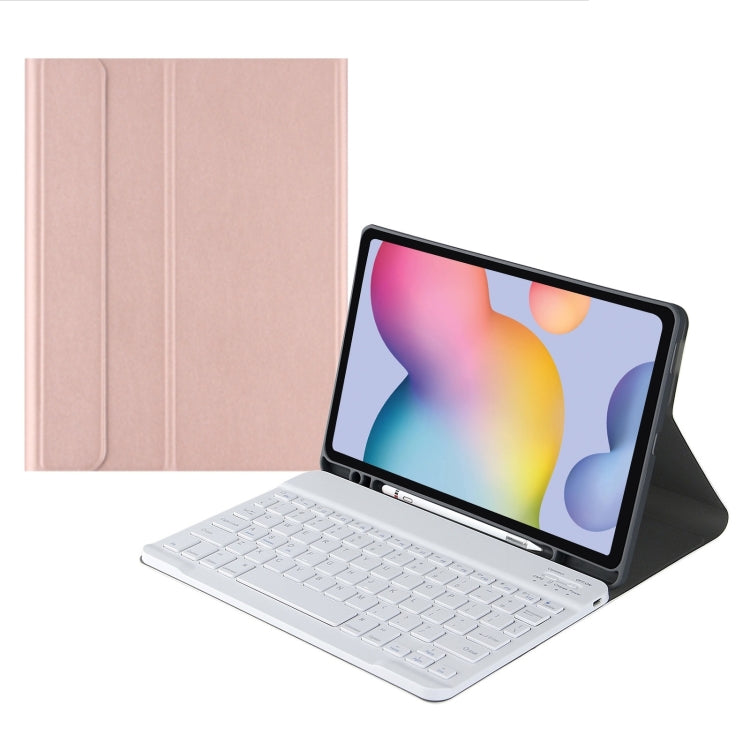 For Samsung Galaxy Tab S9 FE Square Cap Bluetooth Keyboard Leather Case with Pen Slot(Rose Gold) - Samsung Keyboard by PMC TechLife | Online Shopping South Africa | PMC TechLife