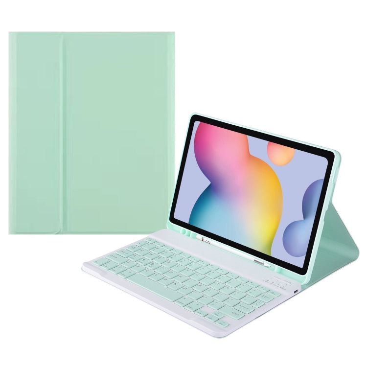 For Samsung Galaxy Tab S9 FE Square Cap Bluetooth Keyboard Leather Case with Pen Slot(Green) - Samsung Keyboard by PMC TechLife | Online Shopping South Africa | PMC TechLife