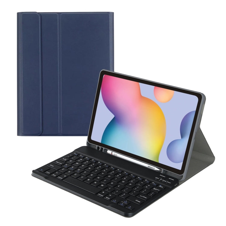 For Samsung Galaxy Tab S9 FE+ Square Cap Bluetooth Keyboard Leather Case with Pen Slot(Dark Blue) - Samsung Keyboard by PMC TechLife | Online Shopping South Africa | PMC TechLife