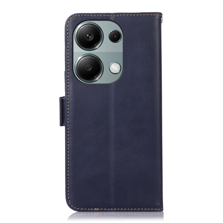 For Xiaomi Redmi Note 13 Pro 4G/Poco M6 Pro Magnetic Crazy Horse Texture Genuine Leather RFID Phone Case(Blue) - Note 13 Pro Cases by PMC TechLife | Online Shopping South Africa | PMC TechLife | Buy Now Pay Later Mobicred