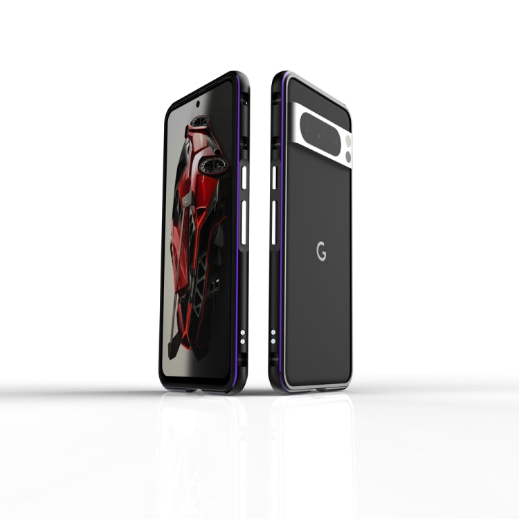 For Google Pixel 8 Pro Aurora Series Metal Frame Phone Case(Black Purple) - Google Cases by PMC TechLife | Online Shopping South Africa | PMC TechLife | Buy Now Pay Later Mobicred