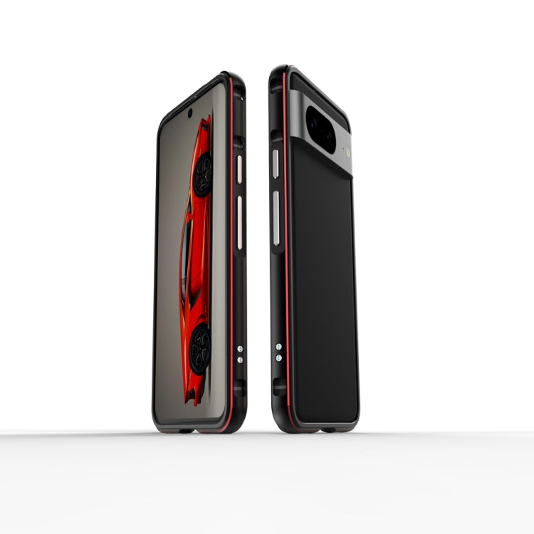For Google Pixel 8 Aurora Series Metal Frame Phone Case(Black Red) - Google Cases by PMC TechLife | Online Shopping South Africa | PMC TechLife | Buy Now Pay Later Mobicred