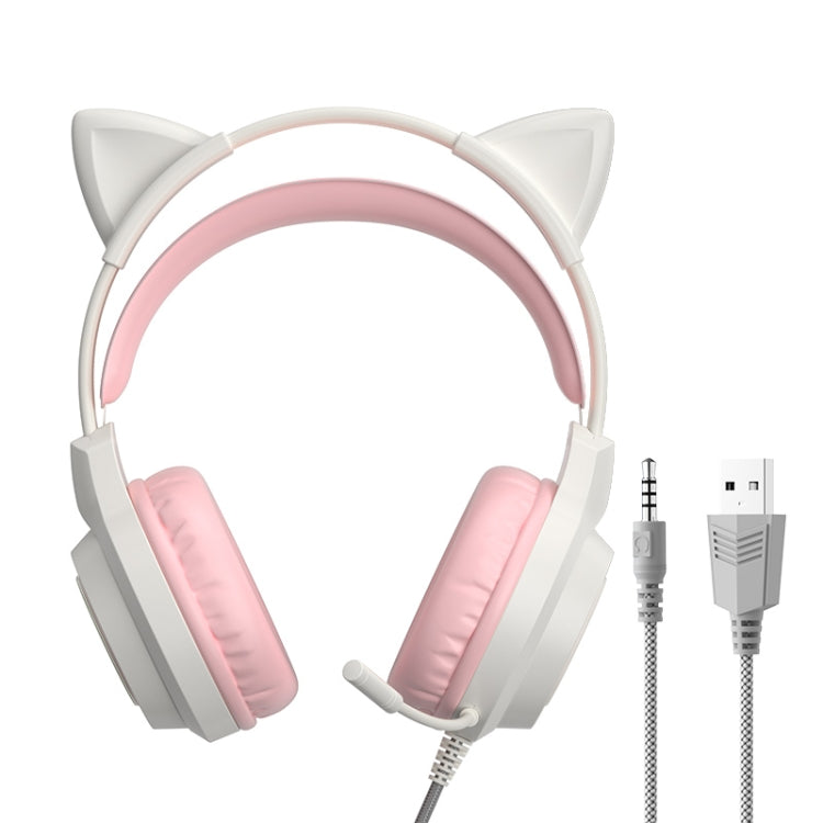 G35 Cute Cat RGB Head-mounted Wired Gaming Earphone(Pink) - Multimedia Headset by PMC Jewellery | Online Shopping South Africa | PMC Jewellery | Buy Now Pay Later Mobicred