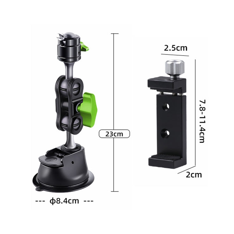 Single Suction Cup Pea Clamp Arm Holder 23cm with Metal Phone Clamp - Car Holders by PMC TechLife | Online Shopping South Africa | PMC TechLife | Buy Now Pay Later Mobicred