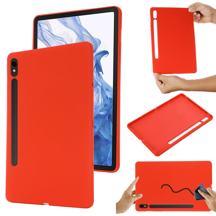 For Samsung Galaxy Tab S9 FE Pure Color Liquid Silicone Shockproof Tablet Case(Red) - free shipping - PMC Jewellery - Order now!