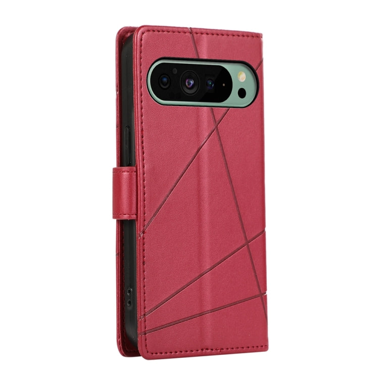 For Google Pixel 9 PU Genuine Leather Texture Embossed Line Phone Case(Red) - Google Cases by PMC TechLife | Online Shopping South Africa | PMC TechLife | Buy Now Pay Later Mobicred