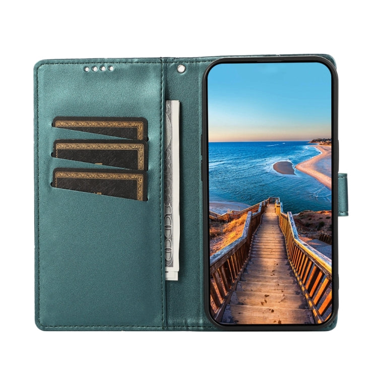 For Google Pixel 9 PU Genuine Leather Texture Embossed Line Phone Case(Green) - Google Cases by PMC TechLife | Online Shopping South Africa | PMC TechLife | Buy Now Pay Later Mobicred