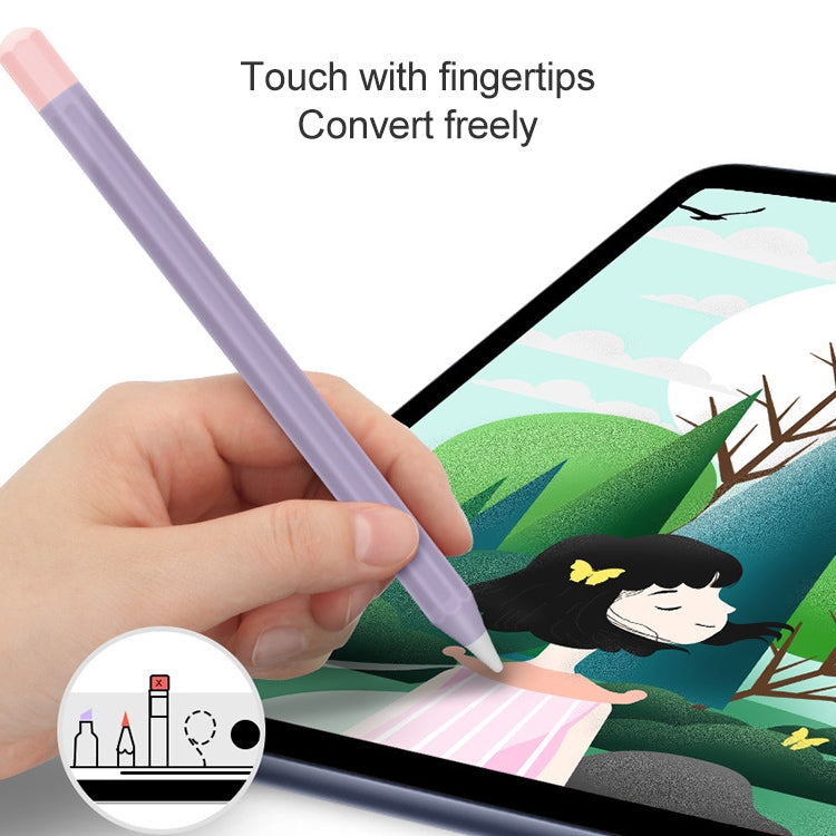 For Apple Pencil 2 Stylus Touch Pen Split Contrast Color Silicone Protective Case(Lavender Purple Pink) - Pencil Accessories by PMC Jewellery | Online Shopping South Africa | PMC Jewellery | Buy Now Pay Later Mobicred