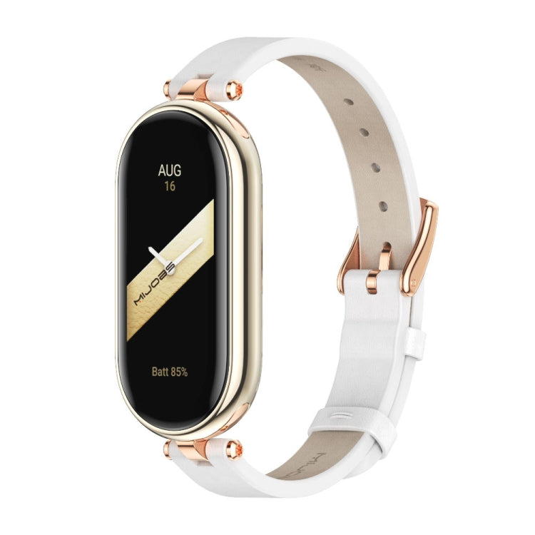 For Xiaomi Smart Band 10 / 9 / 8 Mijobs First Layer Cowhide Watch Band(White Rose Gold) - free shipping - PMC TechLife - Order now!