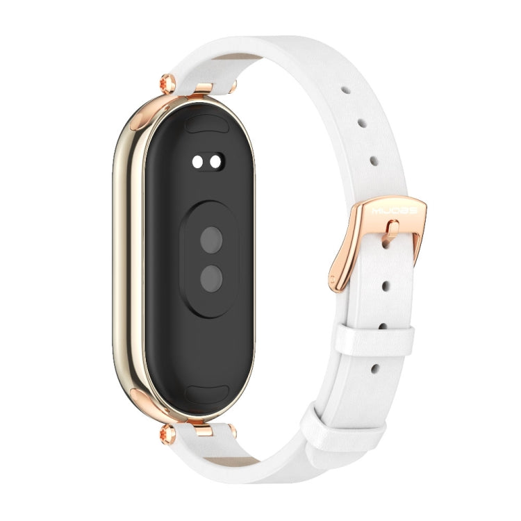 For Xiaomi Smart Band 10 / 9 / 8 Mijobs First Layer Cowhide Watch Band(White Rose Gold) - free shipping - PMC TechLife - Order now!