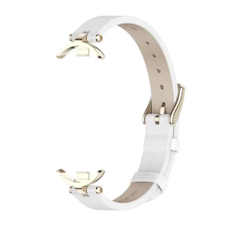 For Xiaomi Smart Band 10 / 9 / 8 Mijobs First Layer Cowhide Watch Band(White Light Gold) - free shipping - PMC TechLife - Order now!