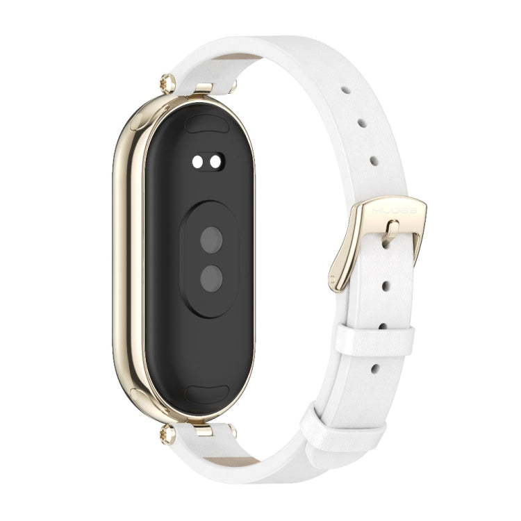For Xiaomi Smart Band 10 / 9 / 8 Mijobs First Layer Cowhide Watch Band(White Light Gold) - free shipping - PMC TechLife - Order now!