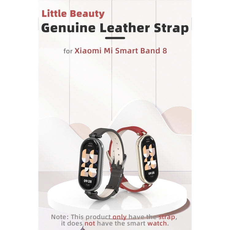 For Xiaomi Mi Band 8 / 9 / 9 NFC Mijobs First Layer Cowhide Watch Band(Red Light Gold) - Watch Bands by MIJOBS | Online Shopping South Africa | PMC TechLife | Buy Now Pay Later Mobicred