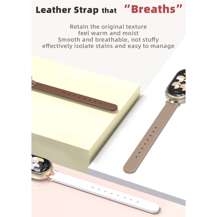 For Xiaomi Mi Band 8 / 9 / 9 NFC Mijobs First Layer Cowhide Watch Band(Brown Light Gold) - Watch Bands by MIJOBS | Online Shopping South Africa | PMC TechLife | Buy Now Pay Later Mobicred