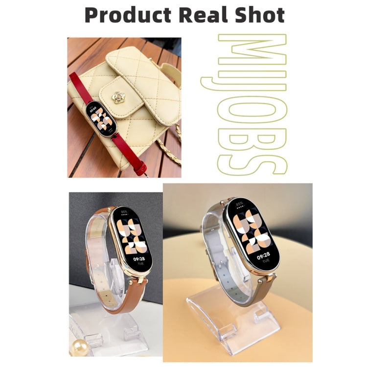 For Xiaomi Mi Band 8 / 9 / 9 NFC Mijobs First Layer Cowhide Watch Band(Brown Light Gold) - Watch Bands by MIJOBS | Online Shopping South Africa | PMC TechLife | Buy Now Pay Later Mobicred