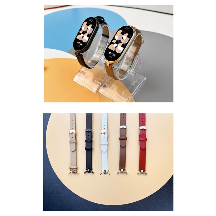 For Xiaomi Smart Band 10 / 9 / 8 Mijobs First Layer Cowhide Watch Band(Apricot Rose Gold) - free shipping - PMC TechLife - Order now!