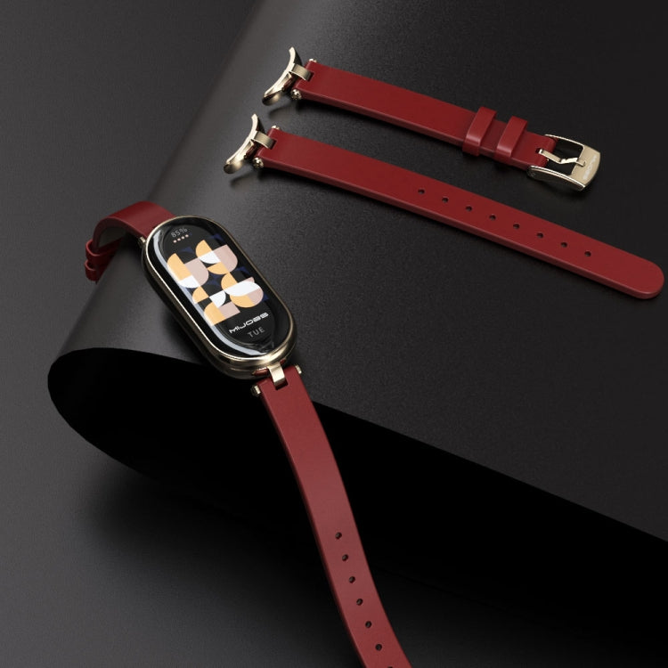 For Xiaomi Smart Band 10 / 9 / 8 Mijobs First Layer Cowhide Watch Band(Apricot Rose Gold) - free shipping - PMC TechLife - Order now!