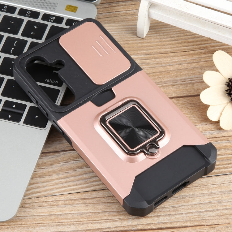 For Samsung Galaxy S24 5G Camera Shield Card Slot PC+TPU Phone Case(Rose Gold) - Galaxy S24 5G Cases by PMC TechLife | Online Shopping South Africa | PMC TechLife