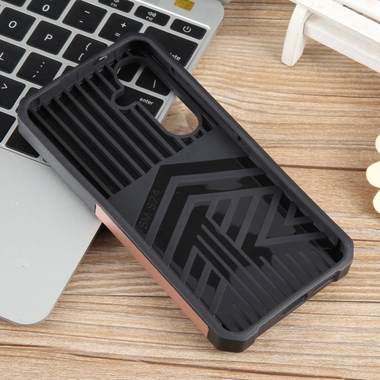For Samsung Galaxy S24 5G Camera Shield Card Slot PC+TPU Phone Case(Rose Gold) - Galaxy S24 5G Cases by PMC TechLife | Online Shopping South Africa | PMC TechLife