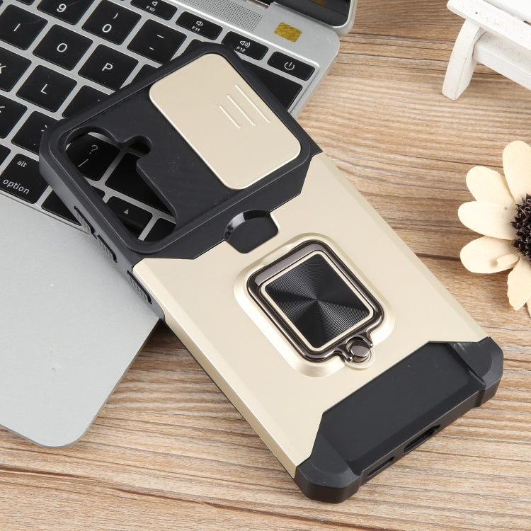 For Samsung Galaxy S24+ 5G Camera Shield Card Slot PC+TPU Phone Case(Gold) - Galaxy S24+ 5G Cases by PMC TechLife | Online Shopping South Africa | PMC TechLife