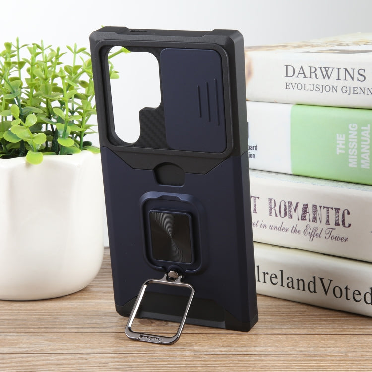For Samsung Galaxy S24 Ultra 5G Camera Shield Card Slot PC+TPU Phone Case(Blue) - Galaxy S24 Ultra 5G Cases by PMC TechLife | Online Shopping South Africa | PMC TechLife