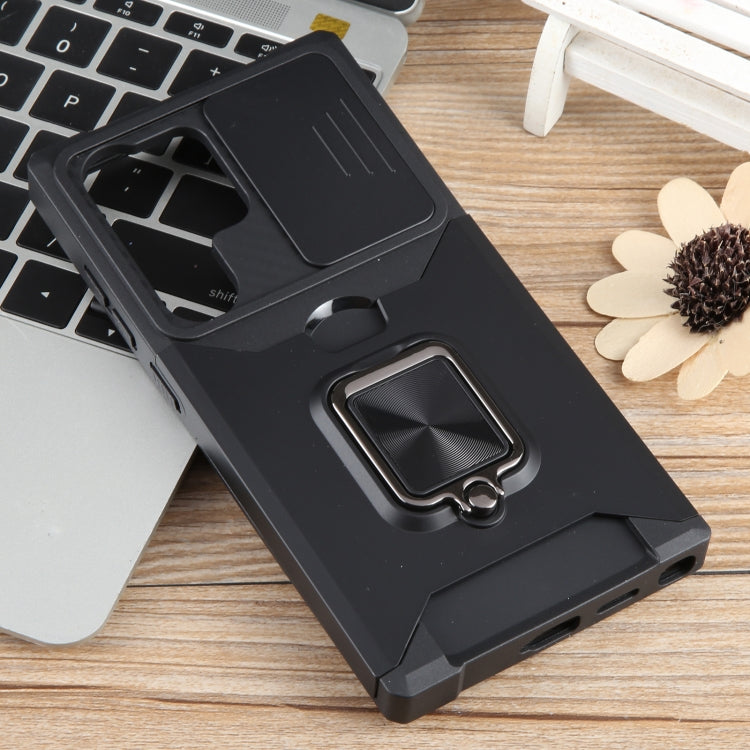 For Samsung Galaxy S24 Ultra 5G Camera Shield Card Slot PC+TPU Phone Case(Black) - Galaxy S24 Ultra 5G Cases by PMC TechLife | Online Shopping South Africa | PMC TechLife