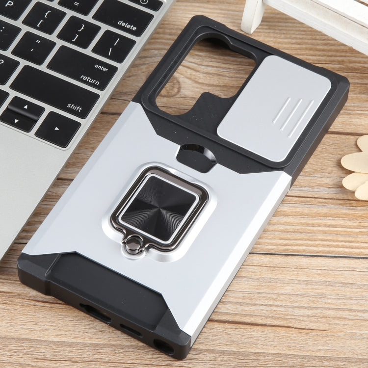 For Samsung Galaxy S24 Ultra 5G Camera Shield Card Slot PC+TPU Phone Case(Silver) - Galaxy S24 Ultra 5G Cases by PMC TechLife | Online Shopping South Africa | PMC TechLife