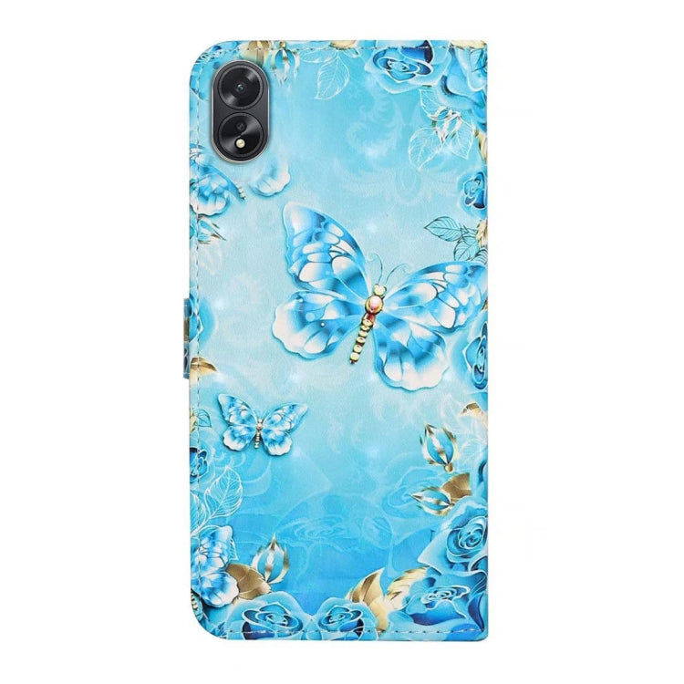 For OPPO A58 Oil Embossed 3D Drawing Leather Phone Case(Blue Butterflies) - OPPO Cases by PMC TechLife | Online Shopping South Africa | PMC TechLife