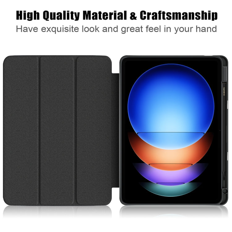 For Xiaomi Pad 6S Pro 12.4 Acrylic 3-Fold Solid Color Smart Leather Tablet Case(Black) - More Tablet Cases by PMC TechLife | Online Shopping South Africa | PMC TechLife