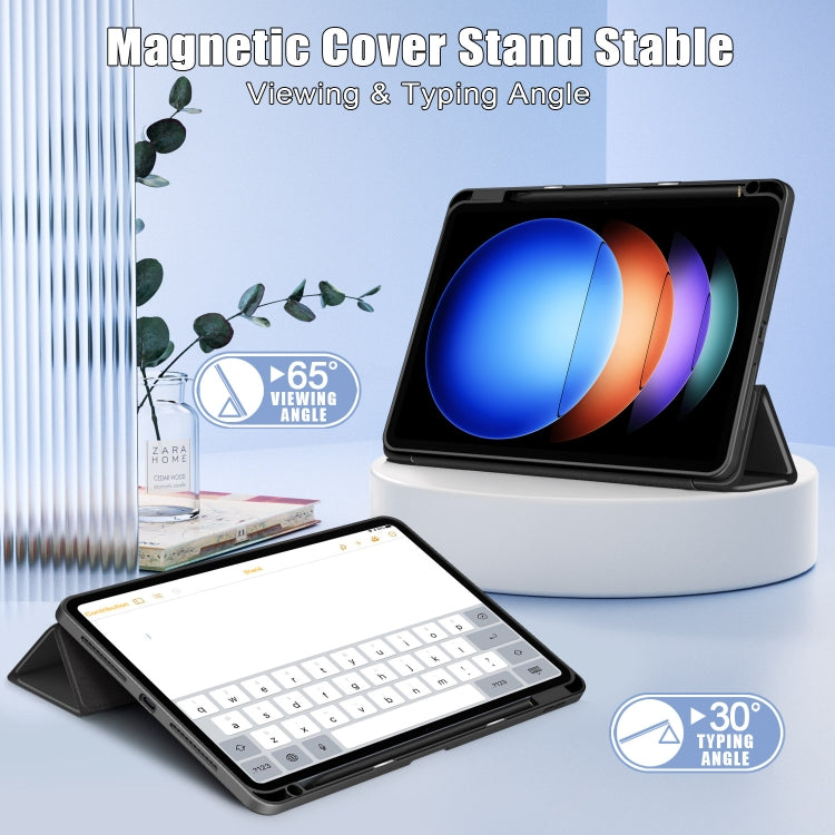 For Xiaomi Pad 6S Pro 12.4 Acrylic 3-Fold Solid Color Smart Leather Tablet Case(Black) - More Tablet Cases by PMC TechLife | Online Shopping South Africa | PMC TechLife