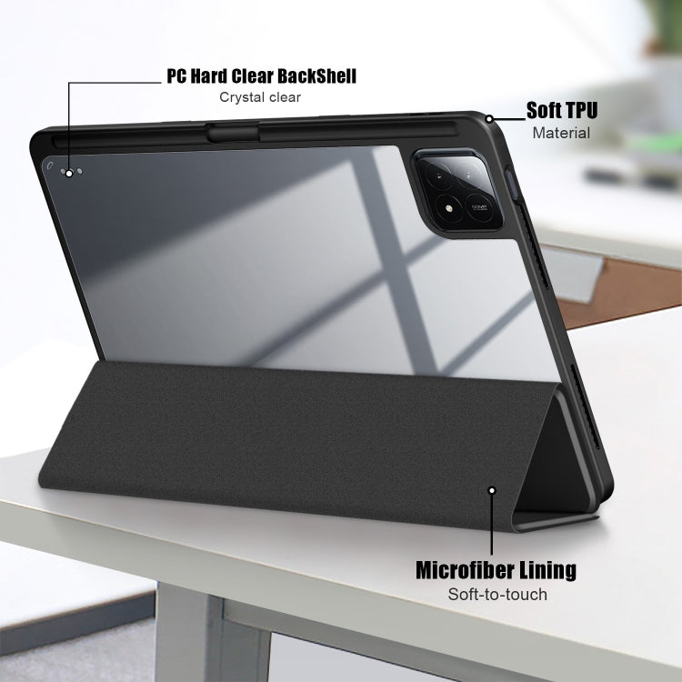 For Xiaomi Pad 6S Pro 12.4 Acrylic 3-Fold Solid Color Smart Leather Tablet Case(Black) - More Tablet Cases by PMC TechLife | Online Shopping South Africa | PMC TechLife