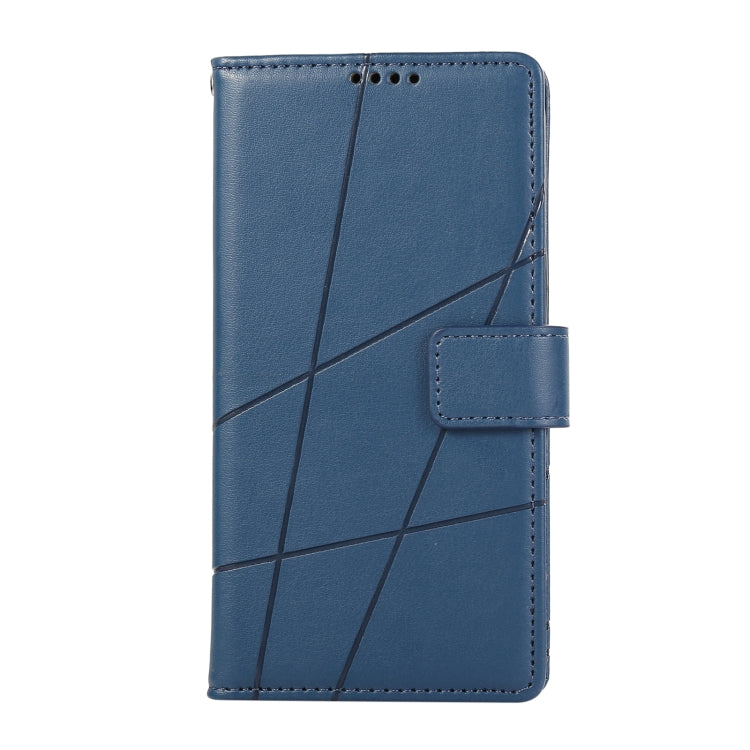For Realme 10 Pro 5G PU Genuine Leather Texture Embossed Line Phone Case(Blue) - Realme Cases by PMC TechLife | Online Shopping South Africa | PMC TechLife | Buy Now Pay Later Mobicred