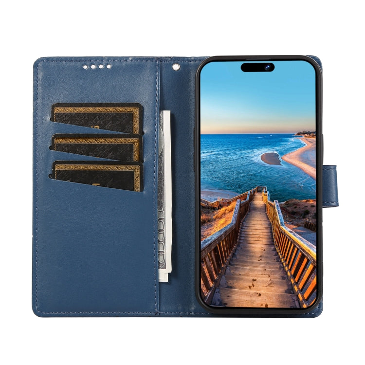 For Realme 10 Pro 5G PU Genuine Leather Texture Embossed Line Phone Case(Blue) - Realme Cases by PMC TechLife | Online Shopping South Africa | PMC TechLife | Buy Now Pay Later Mobicred