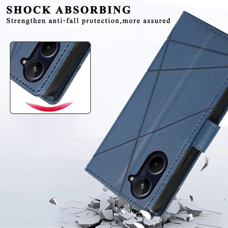 For Realme 10 Pro 5G PU Genuine Leather Texture Embossed Line Phone Case(Blue) - Realme Cases by PMC TechLife | Online Shopping South Africa | PMC TechLife | Buy Now Pay Later Mobicred