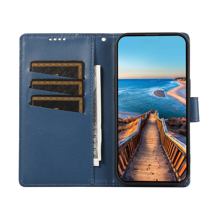 For Realme 12 5G PU Genuine Leather Texture Embossed Line Phone Case(Blue) - free shipping - PMC TechLife - Order now!