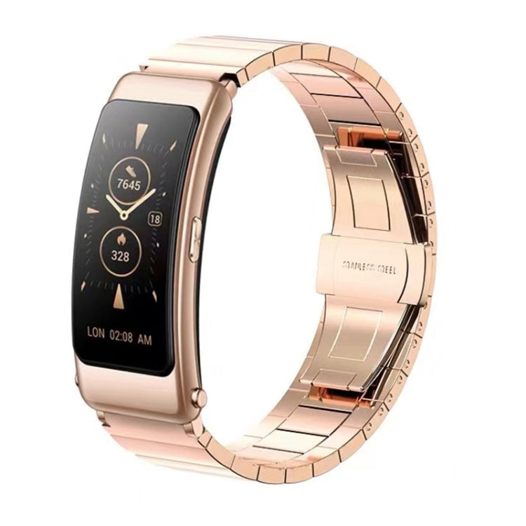 For Huawei Band 7 / B3 / Watch Fit Mini One Bead Butterfly Buckle Stainless Steel Watch Band(Rose Gold) - free shipping - PMC TechLife - Order now!