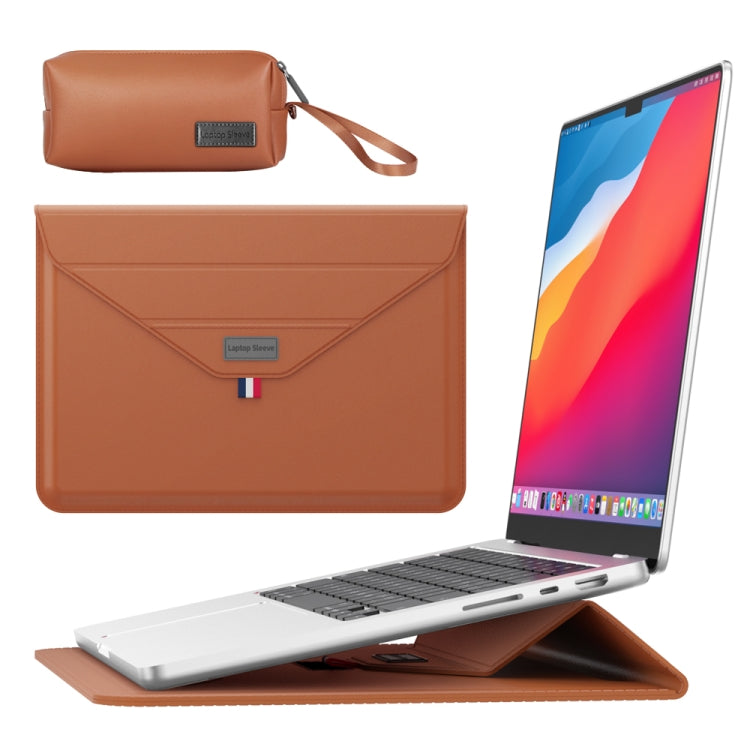 For 13/14 inch Envelope Holder Laptop Sleeve Bag with Accessories Bag(Brown) - Other by PMC Jewellery | Online Shopping South Africa | PMC Jewellery | Buy Now Pay Later Mobicred