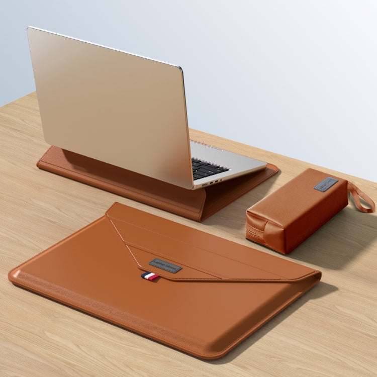 For 15.4/15.6/16.1 inch Envelope Holder Laptop Sleeve Bag with Accessories Bag(Brown) - Other by PMC Jewellery | Online Shopping South Africa | PMC Jewellery | Buy Now Pay Later Mobicred