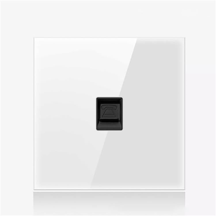 86mm Round LED Tempered Glass Switch Panel, White Round Glass, Style:Telephone Socket -  by PMC TechLife | Online Shopping South Africa | PMC TechLife | Buy Now Pay Later Mobicred