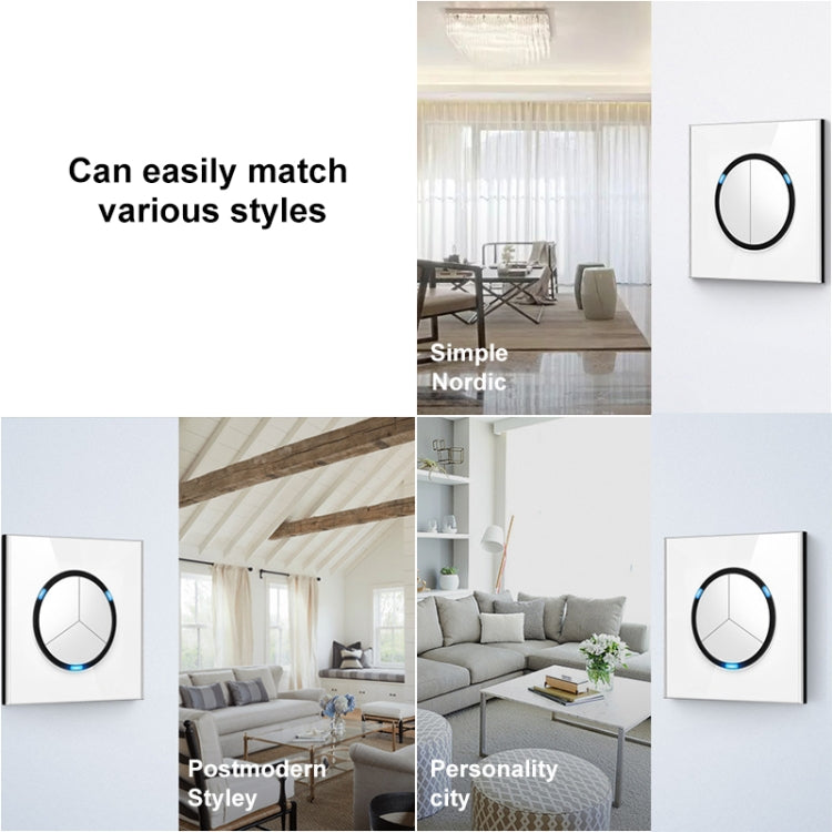 86mm Round LED Tempered Glass Switch Panel, White Round Glass, Style:Telephone Socket -  by PMC TechLife | Online Shopping South Africa | PMC TechLife | Buy Now Pay Later Mobicred