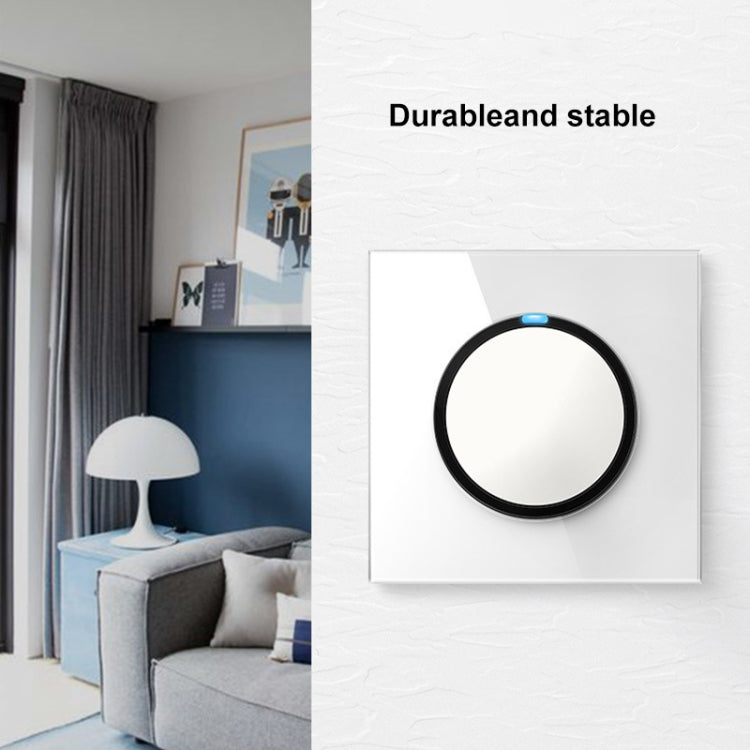86mm Round LED Tempered Glass Switch Panel, White Round Glass, Style:Dual Computer Socket - free shipping - PMC Jewellery - Order now!