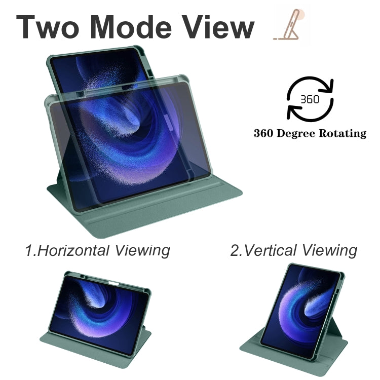 For Xiaomi Pad 6 Pro / Pad 6 Acrylic 360 Degree Rotation Holder Tablet Leather Case(Dark Green) - More Tablet Cases by PMC TechLife | Online Shopping South Africa | PMC TechLife