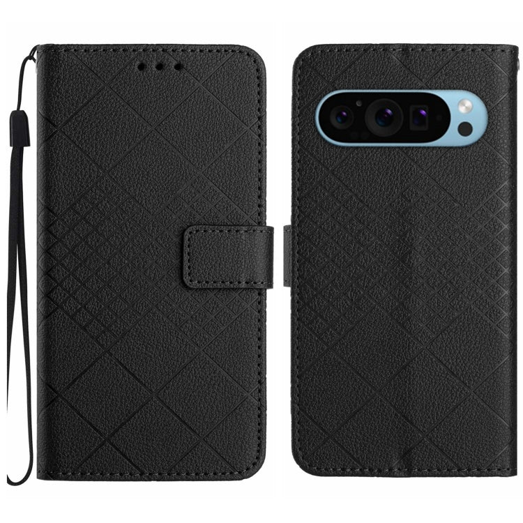 For Google Pixel 9 Pro Rhombic Grid Texture Leather Phone Case(Black) - free shipping - PMC TechLife - Order now!