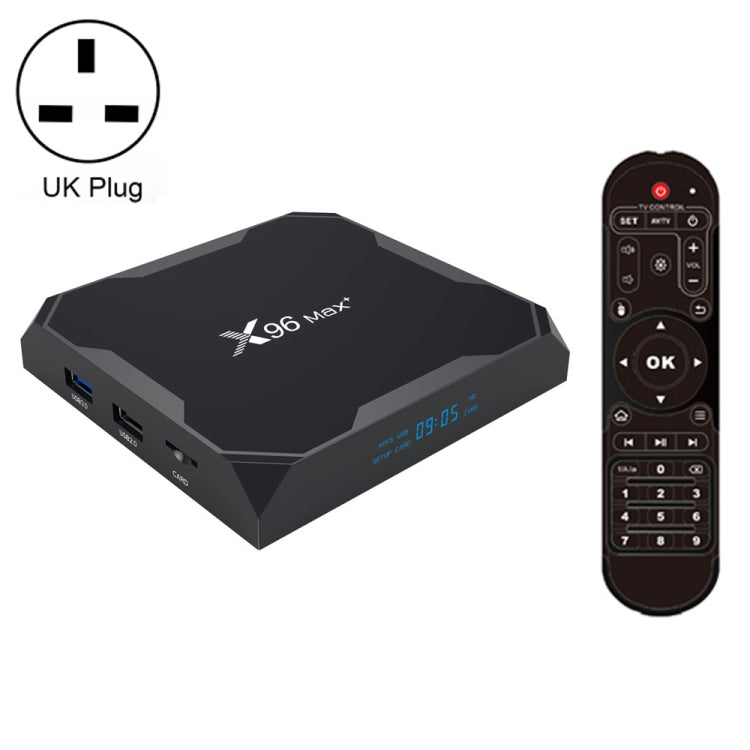 X96 max+ 4K Smart TV Box with Remote Control, Android 9.0, Amlogic S905X3 Quad-Core Cortex-A55,2GB+16GB, Support LAN, AV, 2.4G/5G WiFi, USBx2,TF Card, UK Plug - Amlogic S905 by PMC TechLife | Online Shopping South Africa | PMC TechLife | Buy Now Pay Later Mobicred