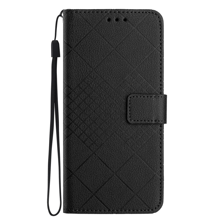 For Motorola Moto G Play 4G 2024 Rhombic Grid Texture Leather Phone Case(Black) - Motorola Cases by PMC Jewellery | Online Shopping South Africa | PMC Jewellery | Buy Now Pay Later Mobicred