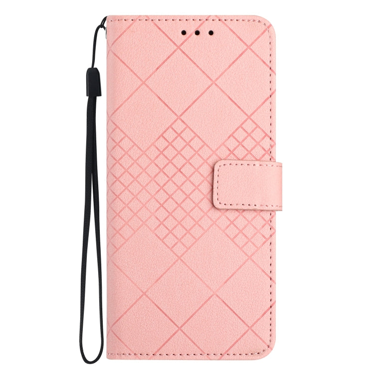 For Motorola Moto G Play 4G 2024 Rhombic Grid Texture Leather Phone Case(Pink) - Motorola Cases by PMC Jewellery | Online Shopping South Africa | PMC Jewellery | Buy Now Pay Later Mobicred