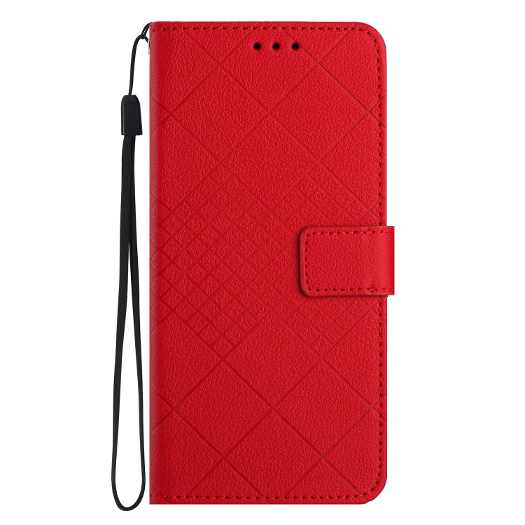 For Motorola Moto G Play 5G 2024 Rhombic Grid Texture Leather Phone Case(Red) - Motorola Cases by PMC Jewellery | Online Shopping South Africa | PMC Jewellery | Buy Now Pay Later Mobicred