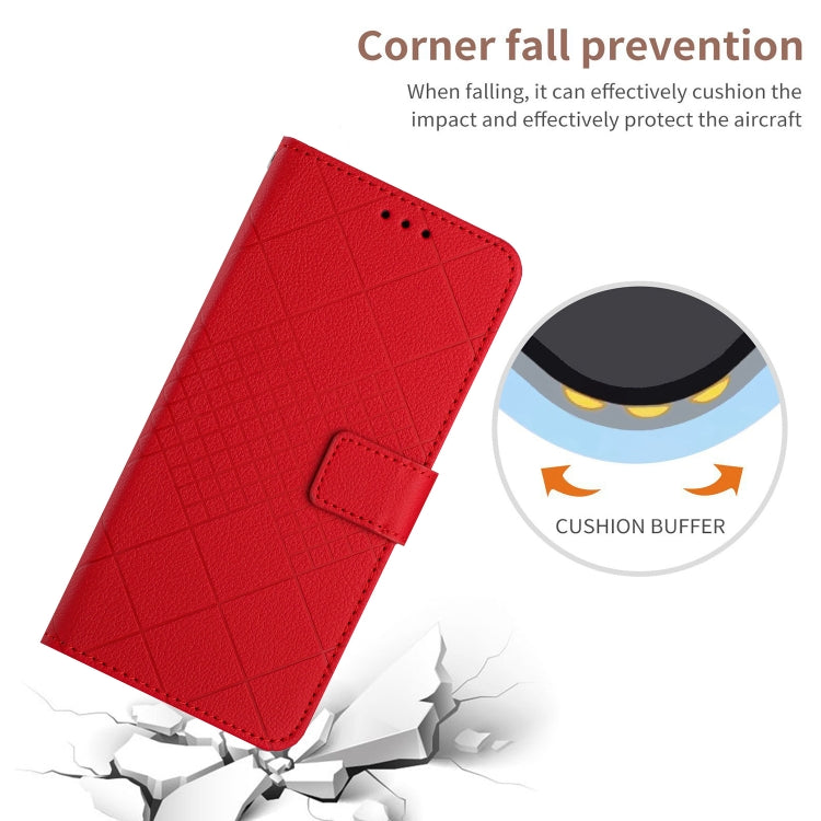 For Motorola Moto G Power 5G 2024 Rhombic Grid Texture Leather Phone Case(Red) - Motorola Cases by PMC Jewellery | Online Shopping South Africa | PMC Jewellery | Buy Now Pay Later Mobicred