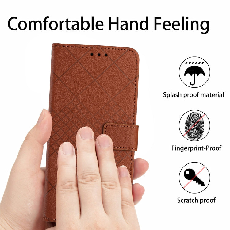 For Motorola Moto G Power 5G 2024 Rhombic Grid Texture Leather Phone Case(Brown) - Motorola Cases by PMC Jewellery | Online Shopping South Africa | PMC Jewellery | Buy Now Pay Later Mobicred